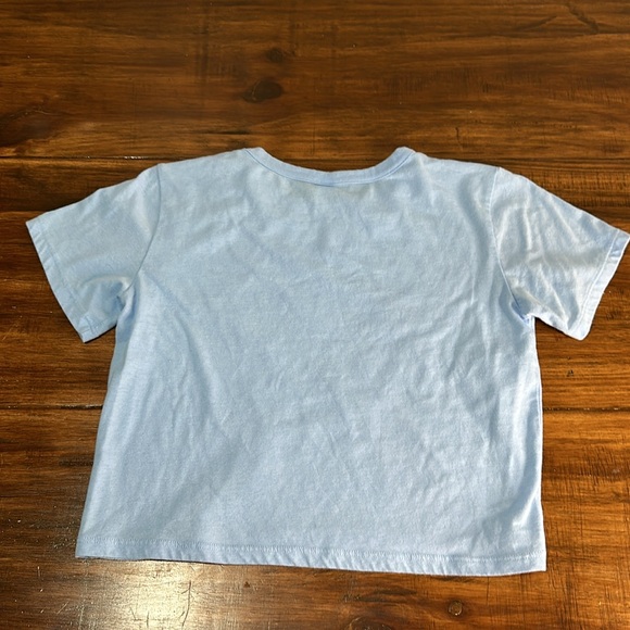 Crop Top T-shirt Smiley Face Blue Juniors Size Medium - Picture 6 of 6